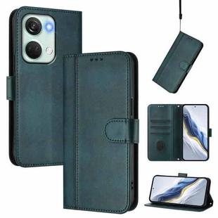 For Oneplus Nord 3 / OnePlus Ace 2V Line Splicing Buckle Retro Leather Phone Case(Dark Green)