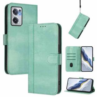 For OnePlus Nord CE 2 5G Line Splicing Buckle Retro Leather Phone Case(Mint Green)