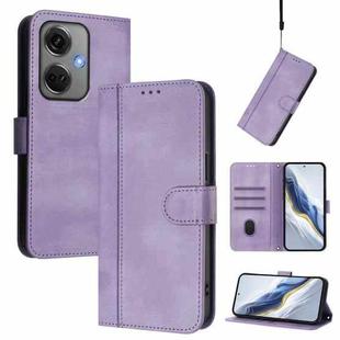 For OnePlus Nord CE 3 Line Splicing Buckle Retro Leather Phone Case(Purple)