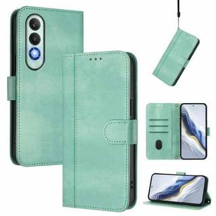 For OnePlus Nord CE4 Line Splicing Buckle Retro Leather Phone Case(Mint Green)