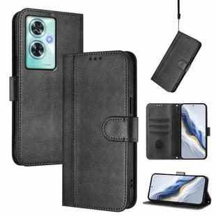 For OnePlus Nord N30 SE Line Splicing Buckle Retro Leather Phone Case(Black)