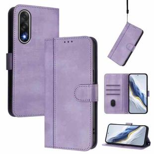 For OnePlus Ace 5 Ultra Line Splicing Buckle Retro Leather Phone Case(Purple)