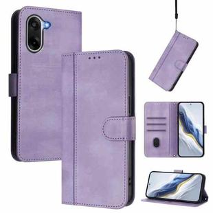 For OnePlus Ace 5 Racing Line Splicing Buckle Retro Leather Phone Case(Purple)