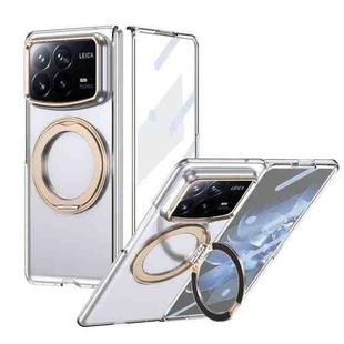 For Xiaomi Mix Fold 4 Integrated Ice-feel High-transparency 360-Degree Rotating Stand MagSafe Folding Phone Case(Pink)