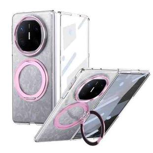 For Huawei Mate X6 Integrated Ice-feel High-transparency 360-Degree Rotating Stand MagSafe Folding Phone Case(Pink)