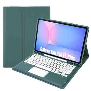 For Samsung Galaxy Tab S10 FE+ A820B-A Touch Pad Detachable Bluetooth Keyboard Leather Tablet Case(Dark Green)