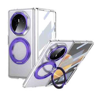 For Honor Magic V3 Integrated Ice-feel High-transparency 360-Degree Rotating Stand MagSafe Folding Phone Case(Violet)