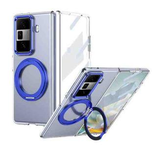 For Honor Magic Vs3 Integrated Ice-feel High-transparency 360-Degree Rotating Stand MagSafe Folding Phone Case(Blue)