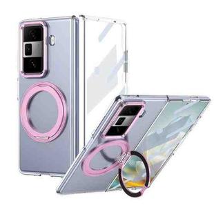 For Honor Magic Vs3 Integrated Ice-feel High-transparency 360-Degree Rotating Stand MagSafe Folding Phone Case(Pink)