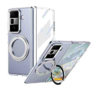 For Honor Magic Vs3 Integrated Ice-feel High-transparency 360-Degree Rotating Stand MagSafe Folding Phone Case(Silver)