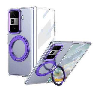 For Honor Magic Vs3 Integrated Ice-feel High-transparency 360-Degree Rotating Stand MagSafe Folding Phone Case(Violet)