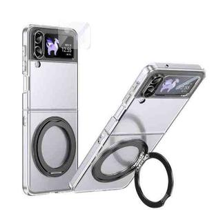 For Samsung Galaxy Z Flip3 5G Integrated Ice-feel High-transparency 360-Degree Rotating Stand MagSafe Folding Phone Case(Black)