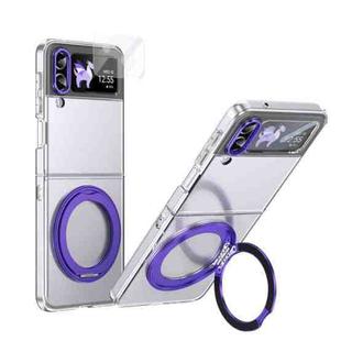 For Samsung Galaxy Z Flip3 5G Integrated Ice-feel High-transparency 360-Degree Rotating Stand MagSafe Folding Phone Case(Violet)