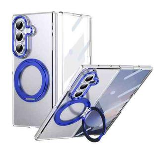 For Samsung Galaxy Z Fold7 5G Integrated Ice-feel High-transparency 360-Degree Rotating Stand MagSafe Folding Phone Case(Blue)