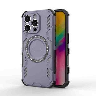 For iPhone 16 Pro Butterfly Armor MagSafe Magnetic Ring Shockproof Phone Case(Purple)