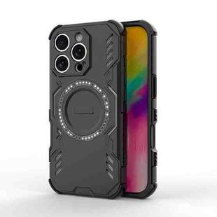 For iPhone 16 Pro Butterfly Armor MagSafe Magnetic Ring Shockproof Phone Case(Black)