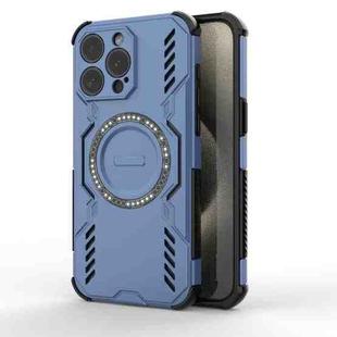 For iPhone 15 Pro Max Butterfly Armor MagSafe Magnetic Ring Shockproof Phone Case(Blue)