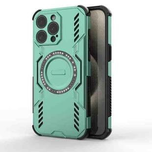 For iPhone 15 Pro Max Butterfly Armor MagSafe Magnetic Ring Shockproof Phone Case(Light Green)