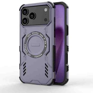 For iPhone 17 Pro Max Butterfly Armor MagSafe Magnetic Ring Shockproof Phone Case(Purple)