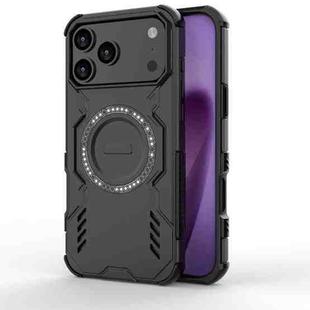 For iPhone 17 Pro Max Butterfly Armor MagSafe Magnetic Ring Shockproof Phone Case(Black)