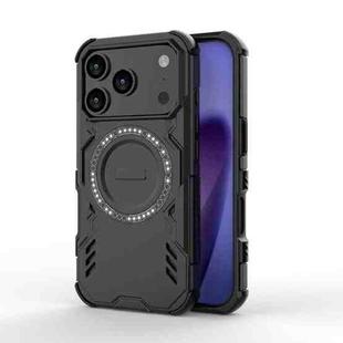 For iPhone 17 Pro Butterfly Armor MagSafe Magnetic Ring Shockproof Phone Case(Black)