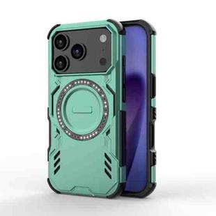 For iPhone 17 Pro Butterfly Armor MagSafe Magnetic Ring Shockproof Phone Case(Light Green)