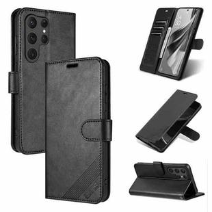 For Samsung Galaxy S25 Ultra 5G AZNS Sheepskin Texture Flip Leather Phone Case(Black)