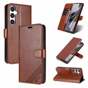 For Samsung Galaxy S25+ 5G AZNS Sheepskin Texture Flip Leather Phone Case(Brown)