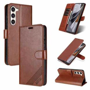 For Samsung Galaxy S23 5G AZNS Sheepskin Texture Flip Leather Phone Case(Brown)
