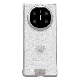 For Huawei Mate X6 3D Camellia Plaid Fabric Phone Case(White)