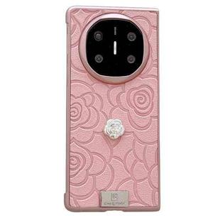For Huawei Mate X5 3D Camellia Plaid Fabric Phone Case(Pink)