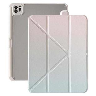 For iPad Air 11 2025 / 2024 Rainbow Gradient Y-Fold Holder Leather Tablet Case(Gradient Pink)