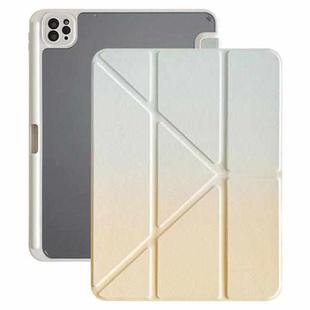 For iPad Air 11 2025 / 2024 Rainbow Gradient Y-Fold Holder Leather Tablet Case(Gradient Yellow)