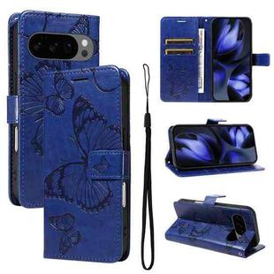 For Google Pixel 10 Global 3D Butterfly Embossed Pattern Flip Leather Phone Case(Blue)