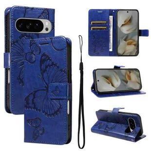 For Google Pixel 10 Pro XL Global 3D Butterfly Embossed Pattern Flip Leather Phone Case(Blue)