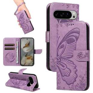 For Google Pixel 10 Pro XL 5G Global Swallowtail Butterfly Embossed Leather Phone Case(Purple)