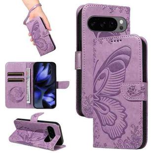 For Google Pixel 10 5G / 10 Pro 5G Global Swallowtail Butterfly Embossed Leather Phone Case(Purple)