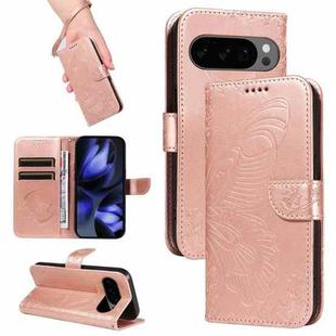 For Google Pixel 10 5G / 10 Pro 5G Global Swallowtail Butterfly Embossed Leather Phone Case(Rose Gold)