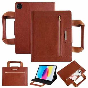 For iPad Air 11 2025 / 2024 Zipper Handle Retro Smart Leather Tablet Case(Brown)