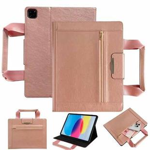 For iPad Pro 11 2024 Zipper Handle Retro Smart Leather Tablet Case(Rose Gold)
