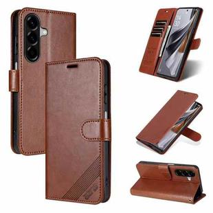 For Samsung Galaxy A26 5G AZNS Sheepskin Texture Flip Leather Phone Case(Brown)