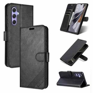 For Samsung Galaxy A55 5G AZNS Sheepskin Texture Flip Leather Phone Case(Black)