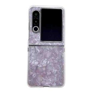 For ZTE nubia Flip2 Pearlescent Shell Texture Phone Case(Pink)