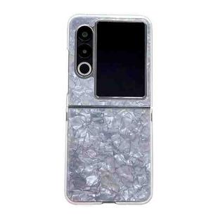 For ZTE nubia Flip2 Pearlescent Shell Texture Phone Case(White)