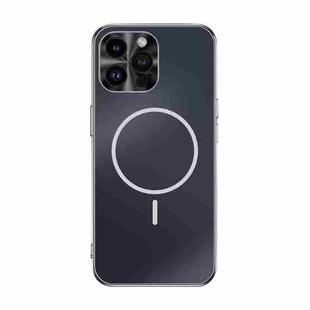 For iPhone 14 Pro Metal Mens Acrylic PC Thin Circle MagSafe Phone Case(Black)
