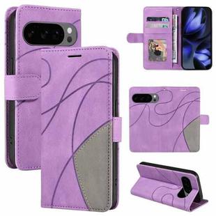 For Google Pixel 10 5G / 10 Pro 5G Global Dual-color Splicing Flip Leather Phone Case(Purple)