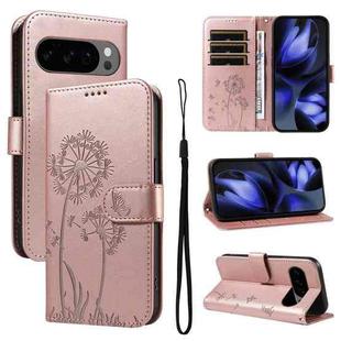 For Google Pixel 10 5G / 10 Pro 5G Global Dandelion Embossed Pattern Flip Leather Phone Case(Rose Gold)