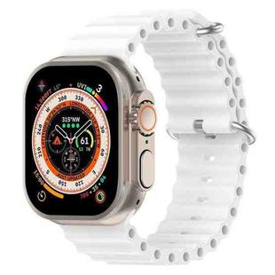 For Apple Watch 46mm / 49mm / 45mm / 44mm xDfind Ocean Silicone Watch Band(White)