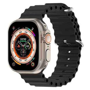 For Apple Watch 42mm / 41mm / 40mm / 38mm xDfind Ocean Silicone Watch Band(Black)