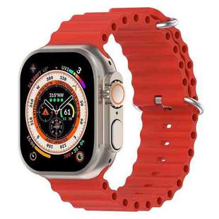 For Apple Watch 42mm / 41mm / 40mm / 38mm xDfind Ocean Silicone Watch Band(Red)
